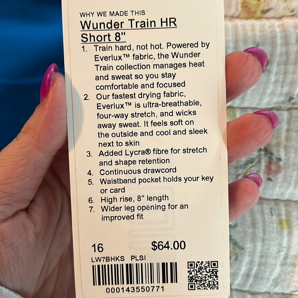 Wunder train shorts. Size 16. NWT